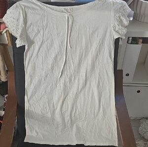 New! Made In France Marie Claude Fremau Lace Sleeve Chemise